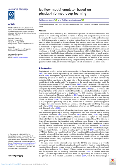 Ice-flow model emulator based on physics-informed deep learning