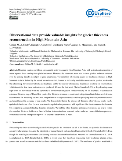 Observational data provide valuable insights for glacier thickness reconstruction in High Mountain Asia